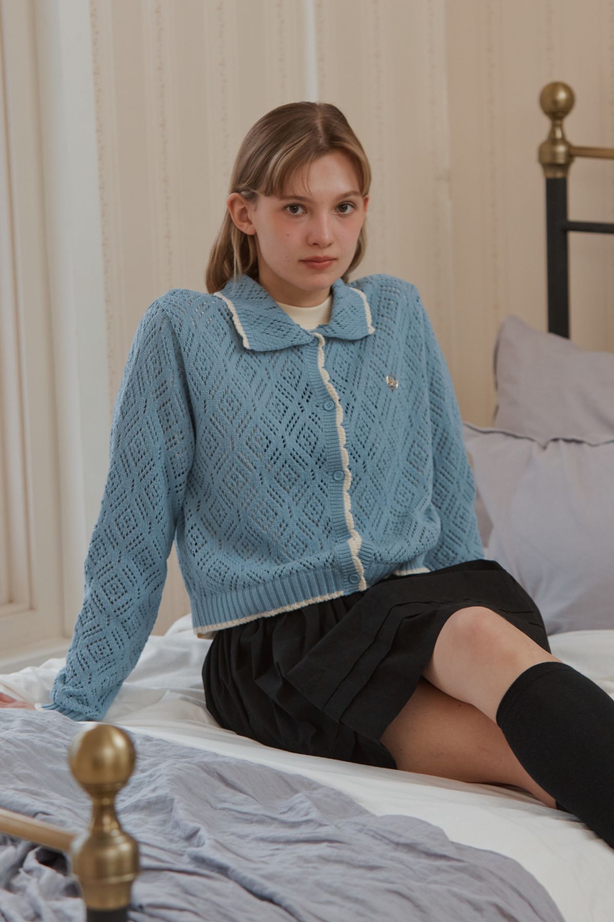 아노에틱(ANOETIC) SCASI COLLAR CARDIGAN_BLUE