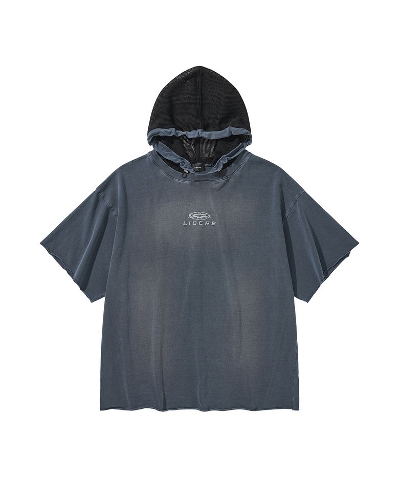 MESH HOOD T-SHIRT / NAVY