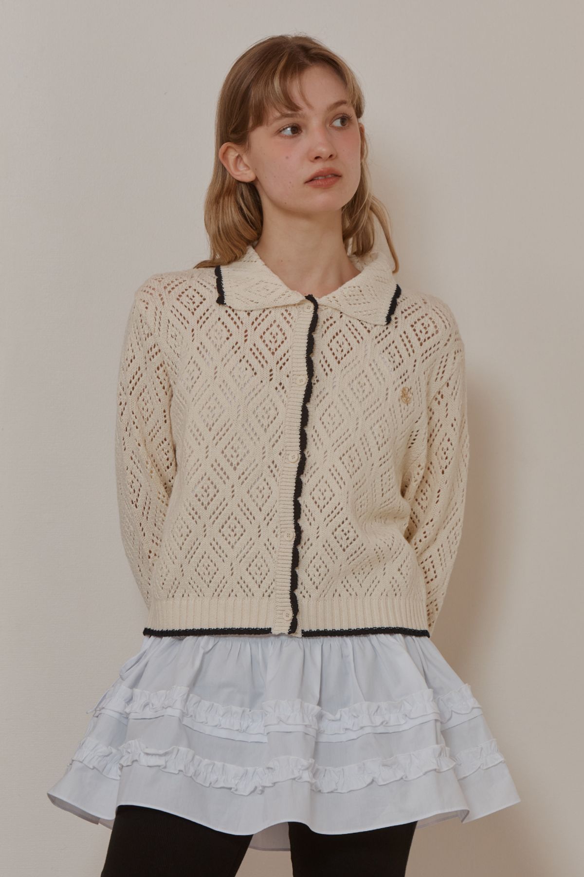 아노에틱(ANOETIC) SCASI COLLAR CARDIGAN_IVORY