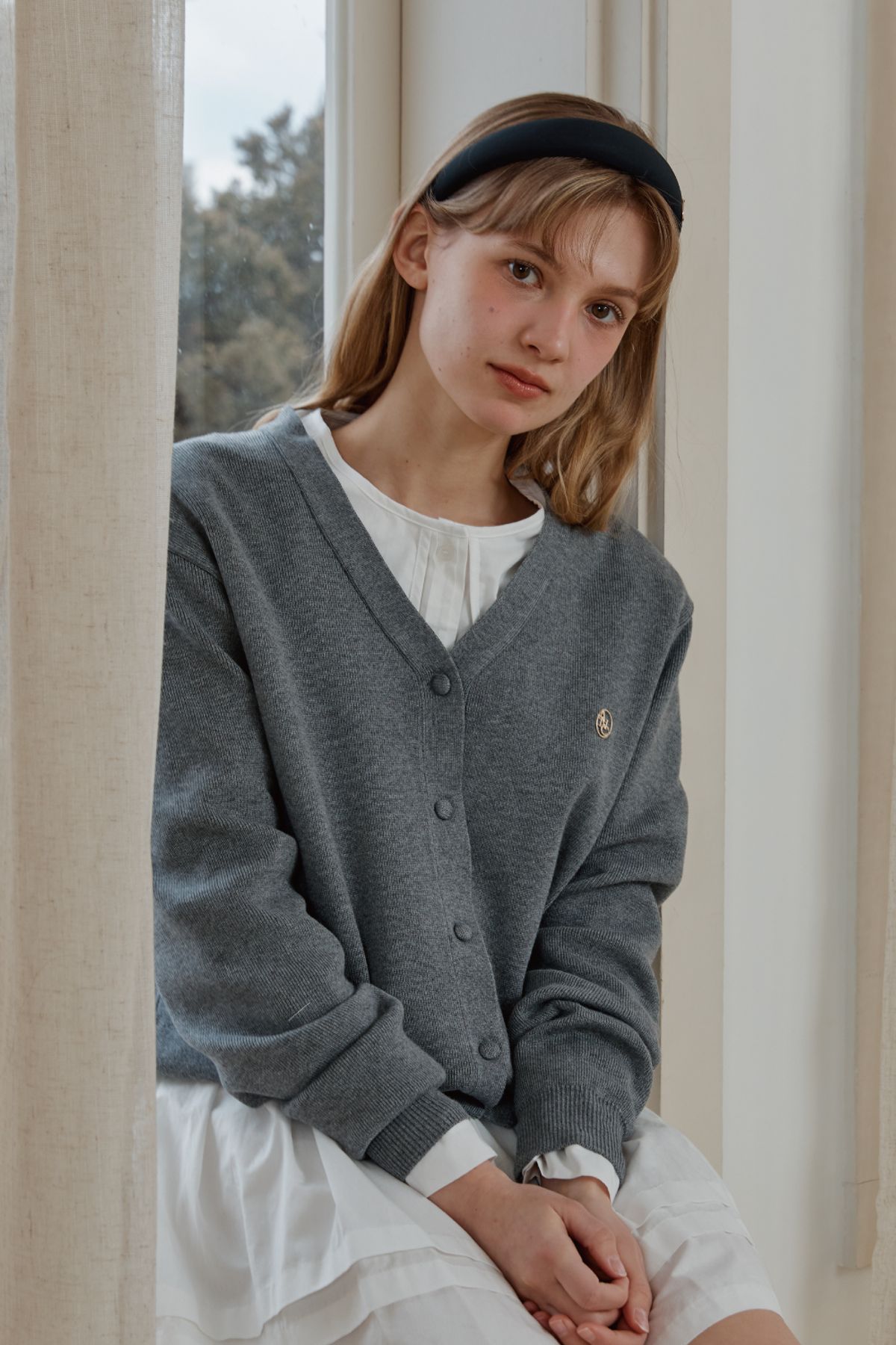 아노에틱(ANOETIC) ANC BASIC V-NECK CARDIGAN_GREY