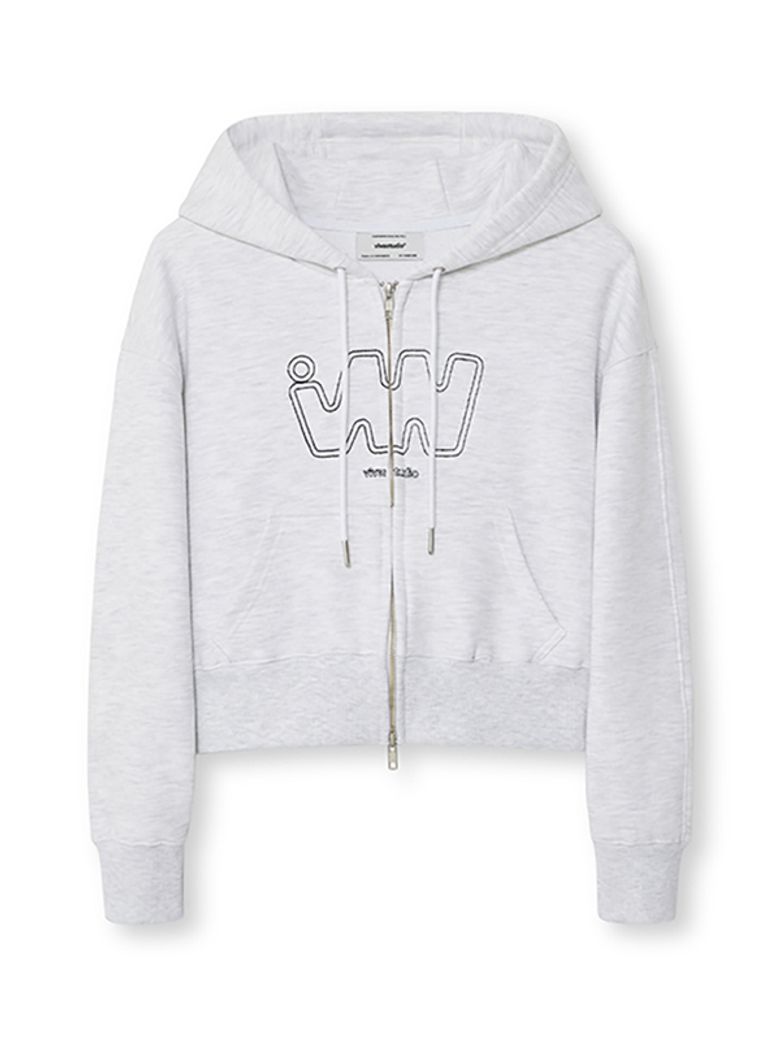 WOMAN LOGO HOODIE ZIP-UP [LIGHT GRAY]