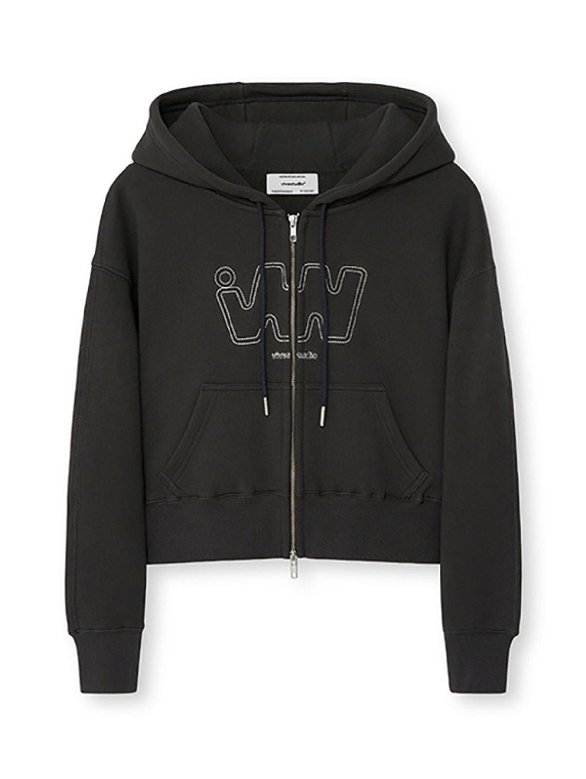 비바스튜디오(VIVASTUDIO) WOMAN LOGO HOODIE ZIP-UP [CHARCOAL]