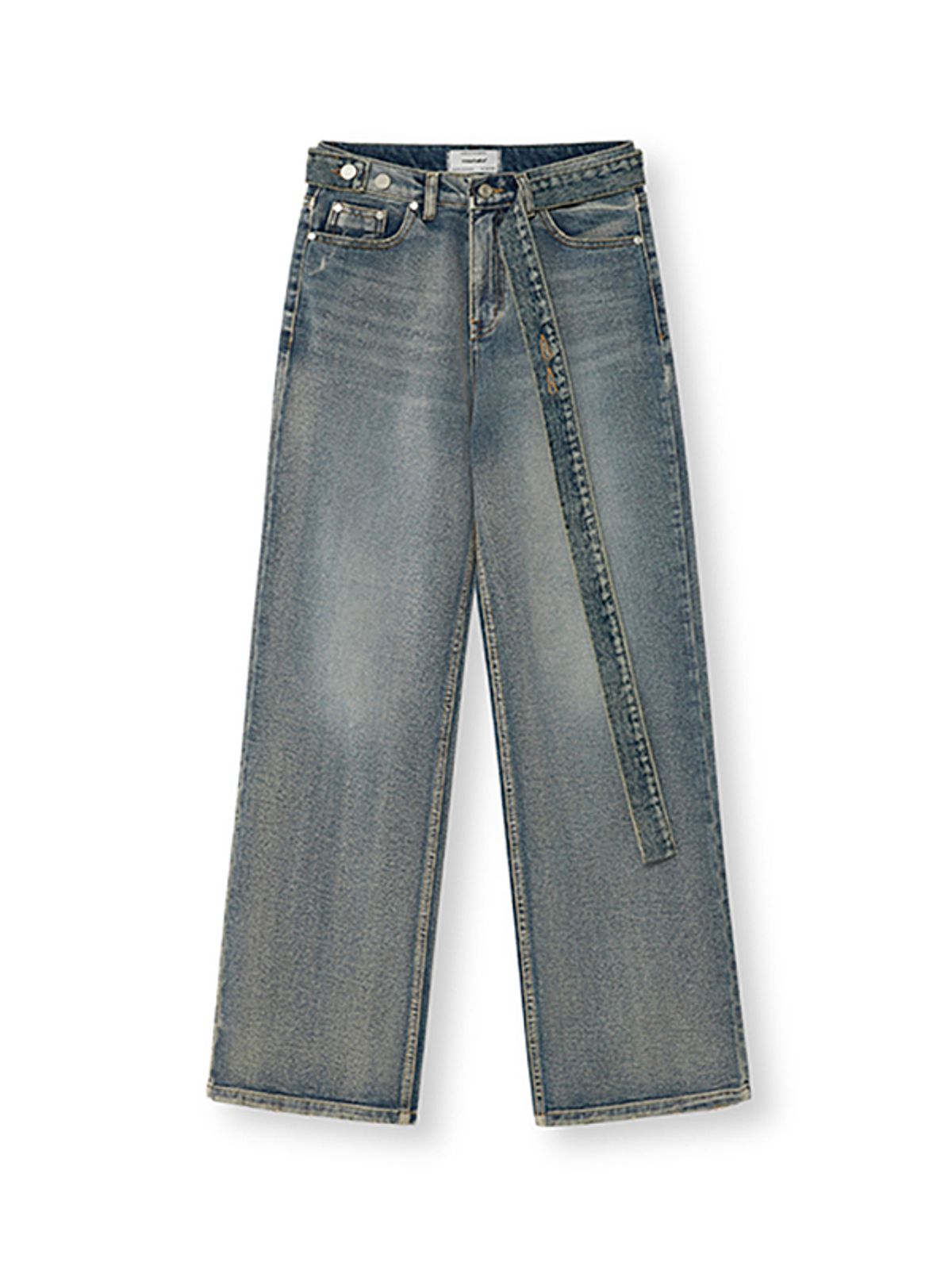 비바스튜디오(VIVASTUDIO) WOMAN BELTED WASHED DENIM PANTS [BLUE]