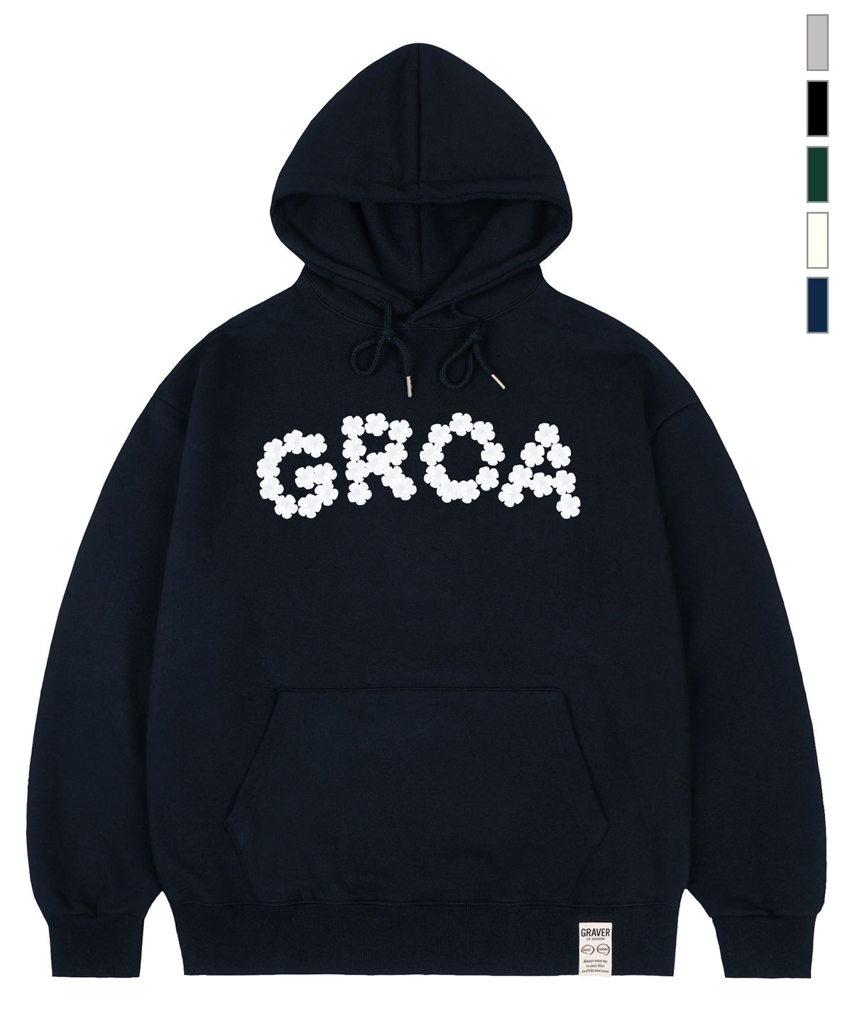 그레이버(GRAVER) [UNISEX]GROA 플라워 로고 후드티_5color