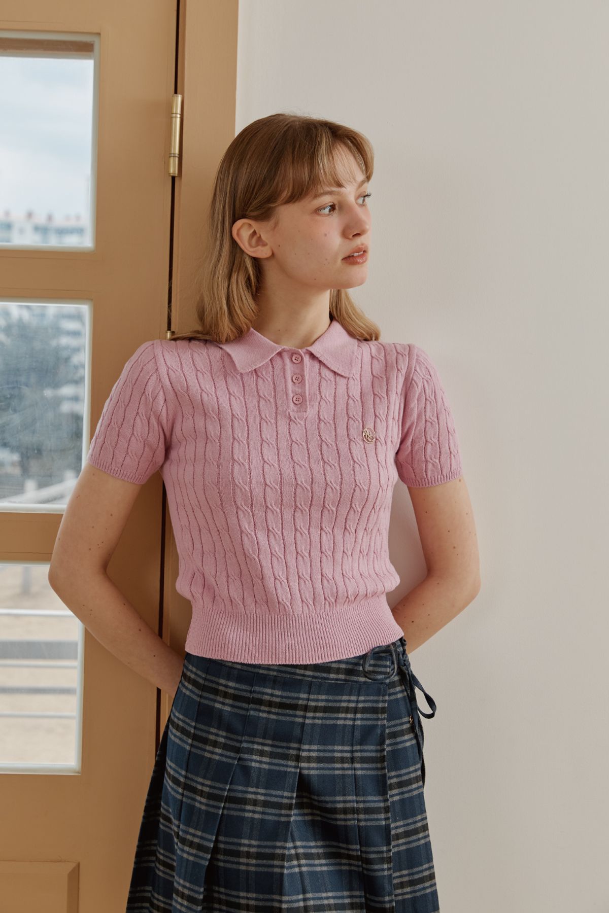 아노에틱(ANOETIC) ANC CABLE COLLAR KNIT_PINK