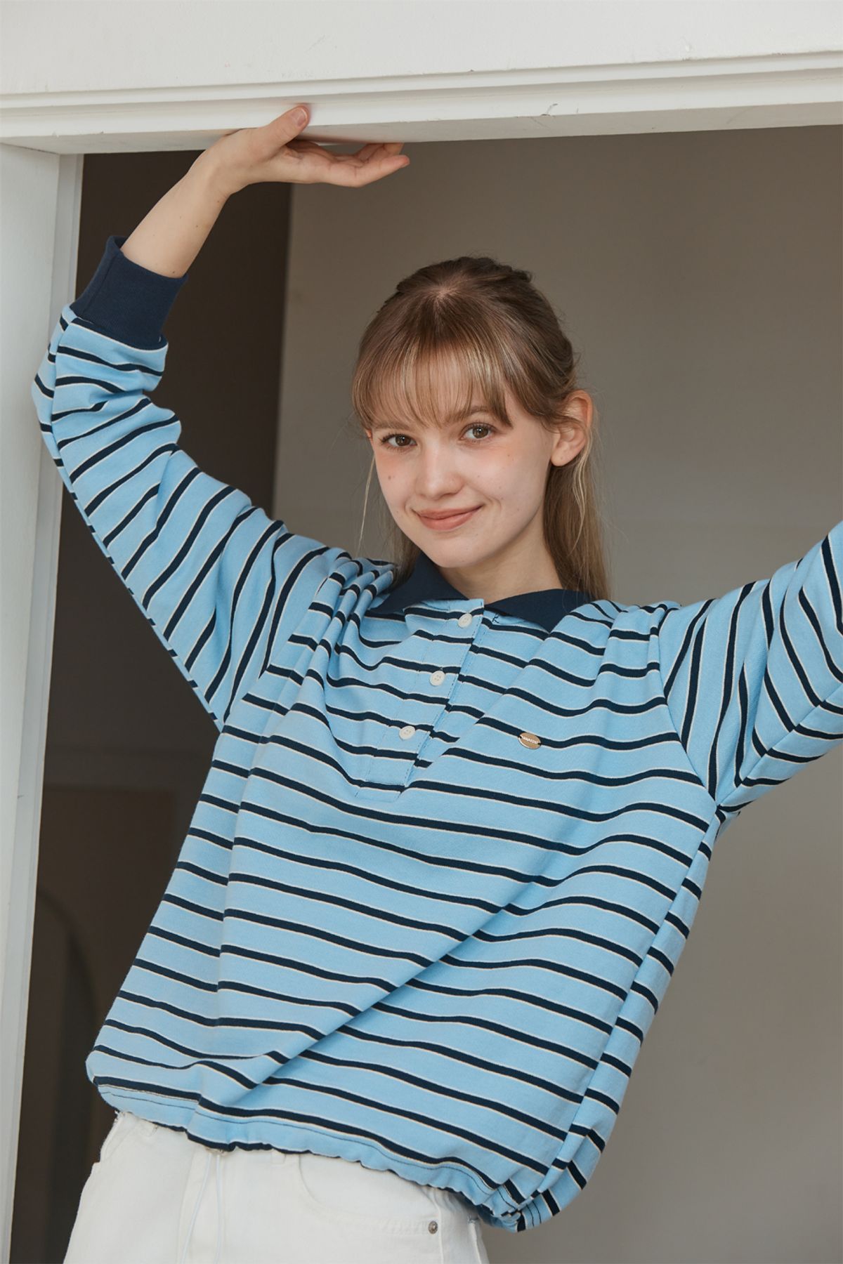 아노에틱(ANOETIC) ANC STRIPE STRING RUGBY SWEATSHIRTS_BLUE
