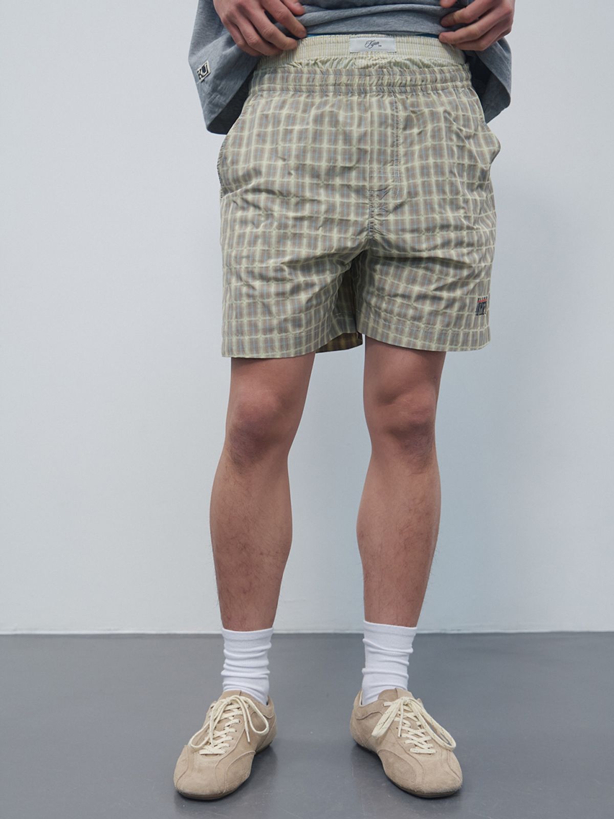 기준 맨(KIJUN MEN) Check Shorts Beige