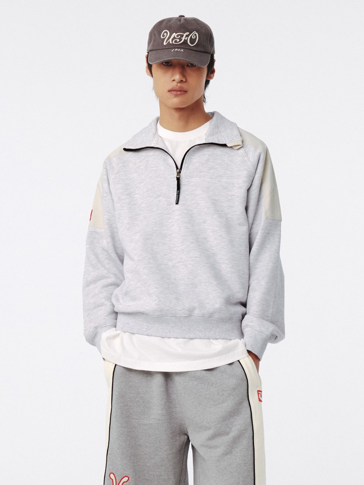 기준 맨(KIJUN MEN) Half Zip-Up Pullover Melange White