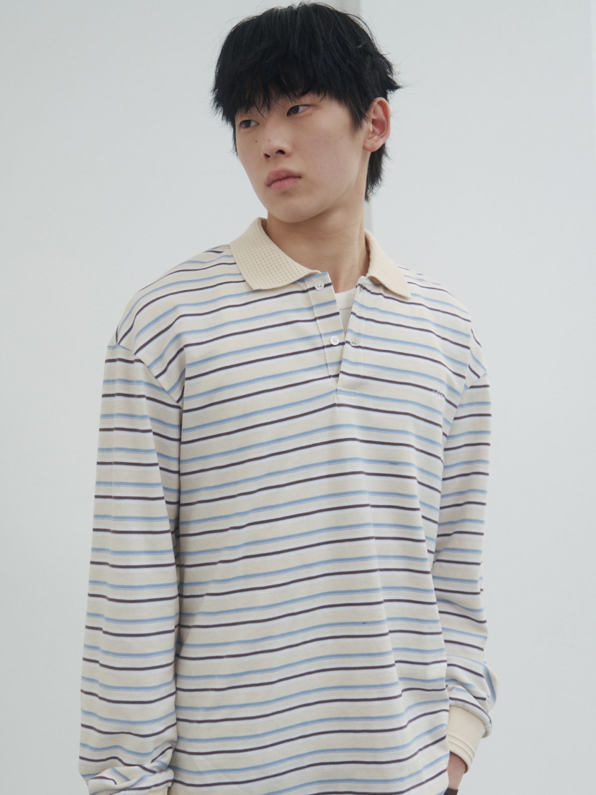 기준 맨(KIJUN MEN) Fresh Border Pique Polo Sky Blue