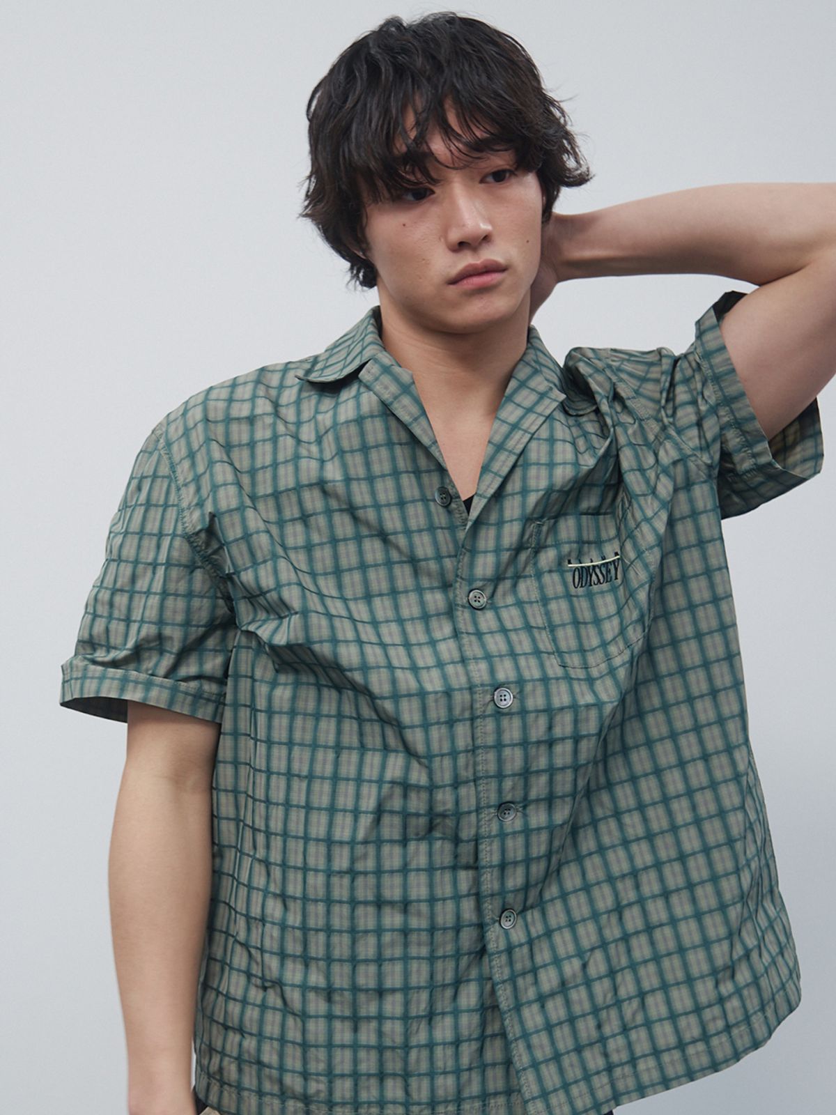기준 맨(KIJUN MEN) Check Half Sleeve Shirt Green