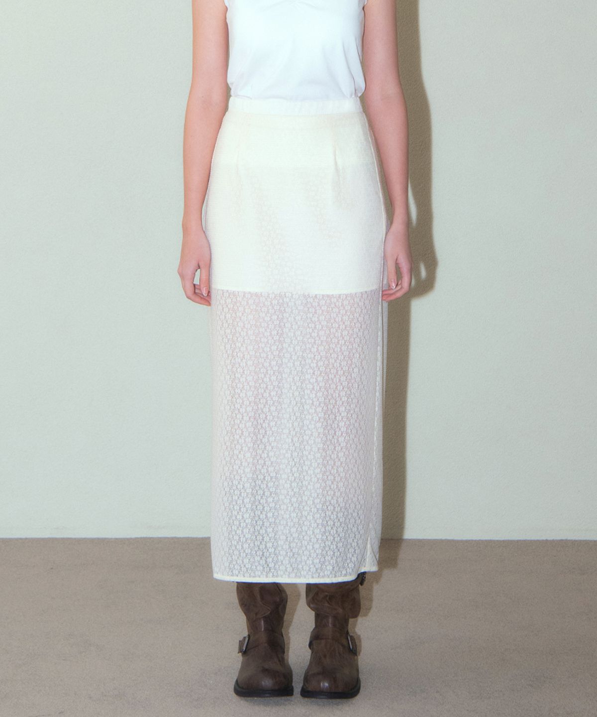 하우스 오브 폰드(HOUSE OF POND) Fog Flower Maxi Skirt_Ivory