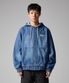웨이브 로고 데님 후드 집업 Medium Blue
