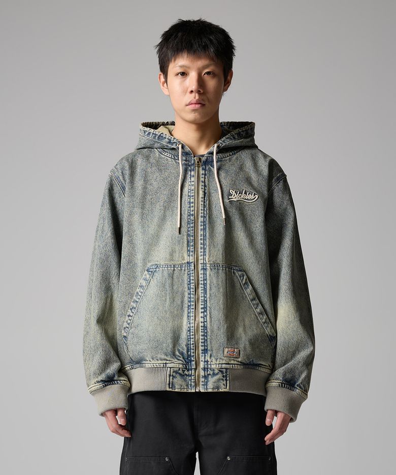 웨이브 로고 데님 후드 집업 Tinted Denim