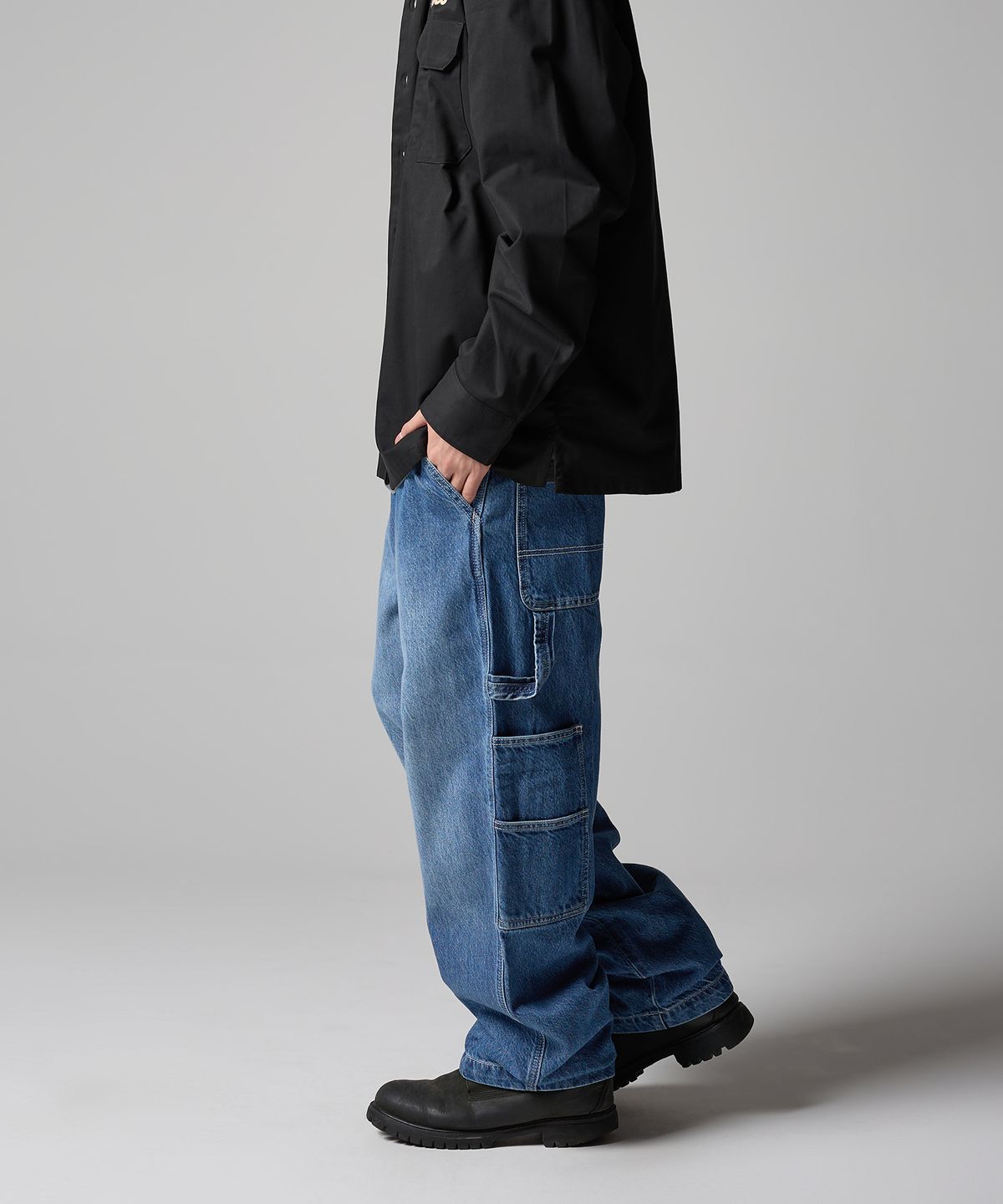 디키즈(DICKIES) 루즈핏 카펜터 유틸리티 데님 팬츠 Medium Blue
