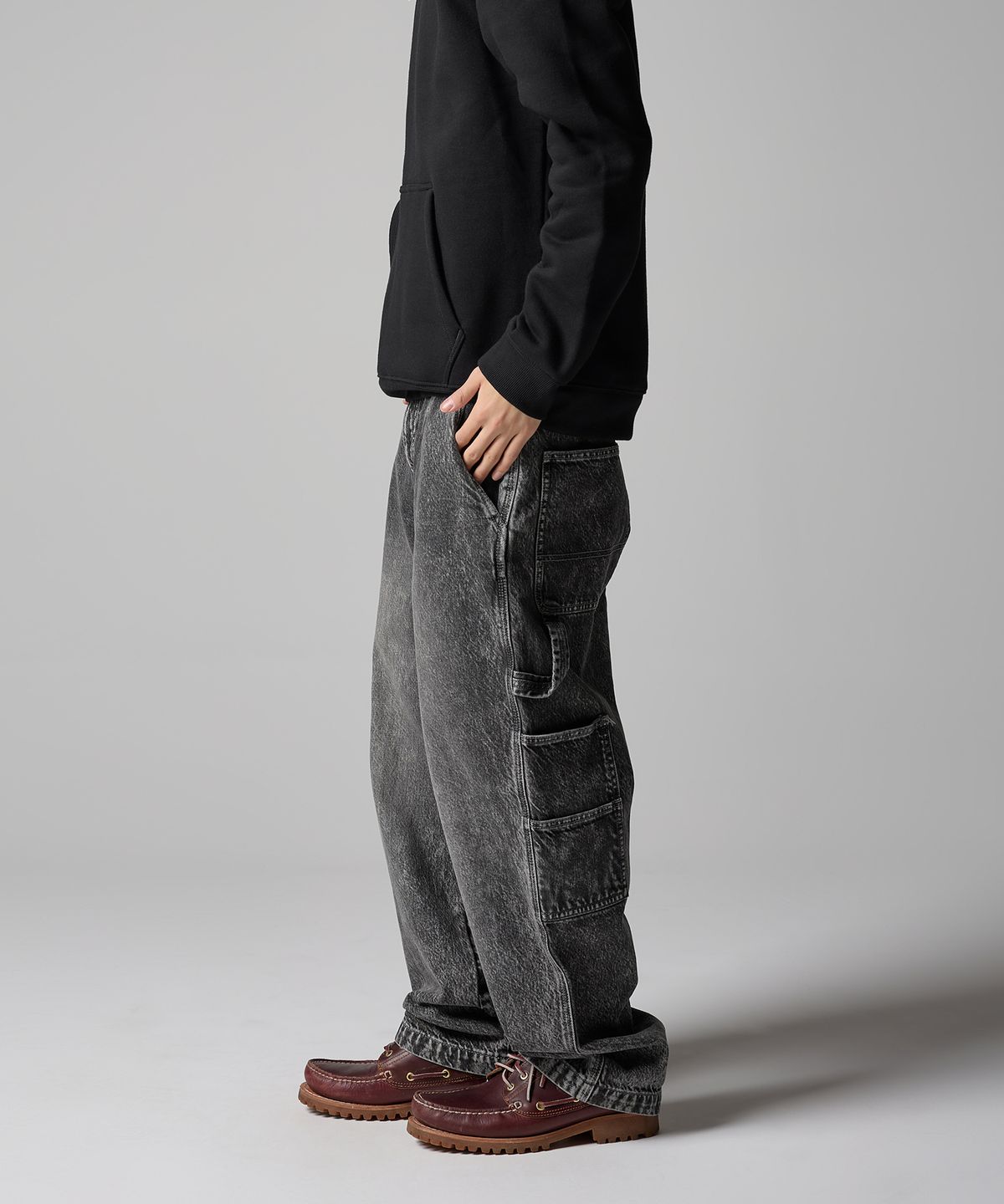 디키즈(DICKIES) 루즈핏 카펜터 유틸리티 데님 팬츠 Light Gray Denim