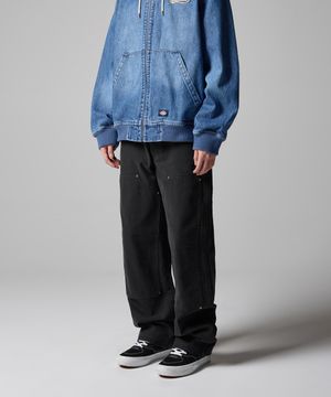 스톤워시드 덕 캔버스 더블니 팬츠 Black