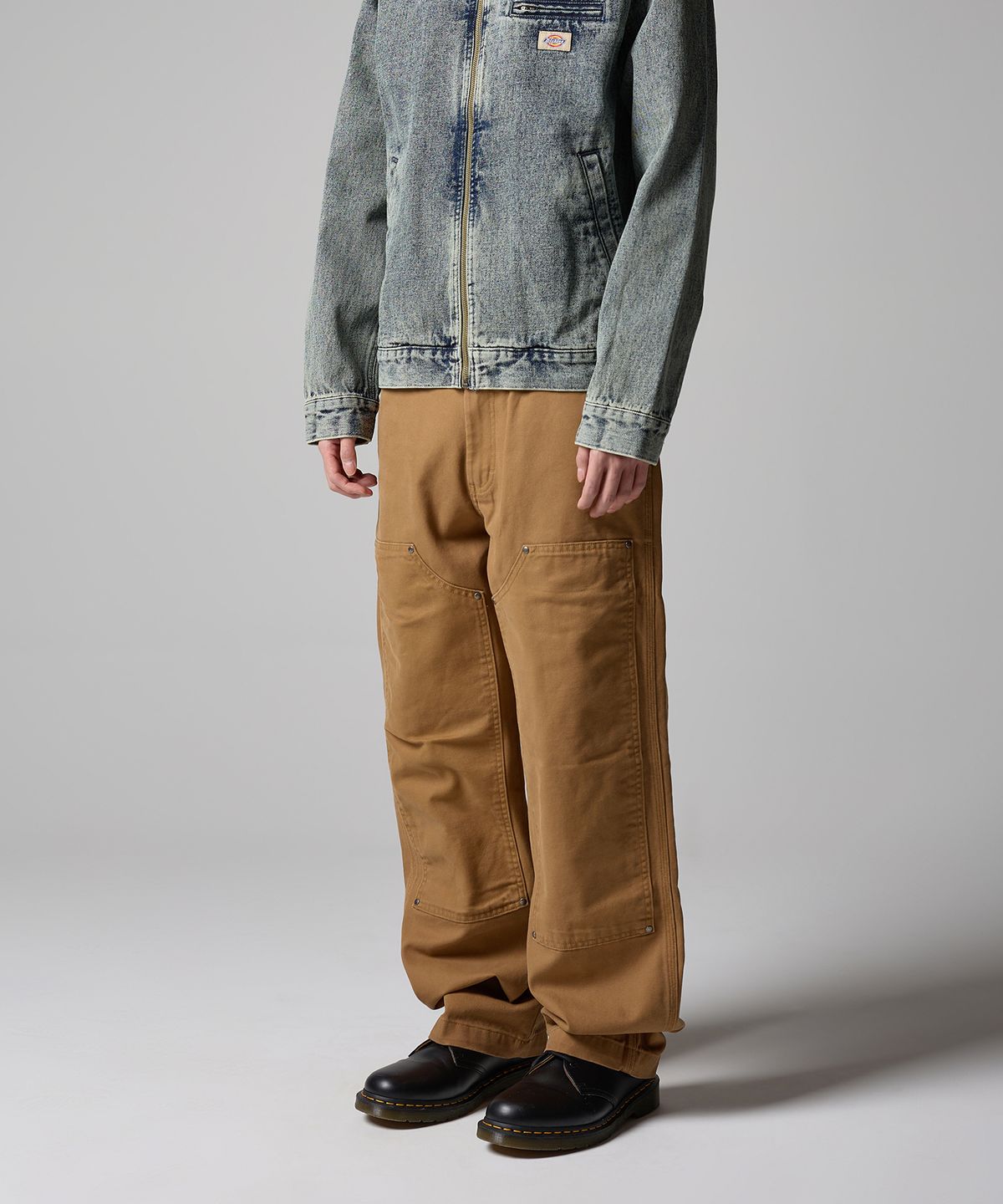 디키즈(DICKIES) 스톤워시드 덕 캔버스 더블니 팬츠 Brown Duck