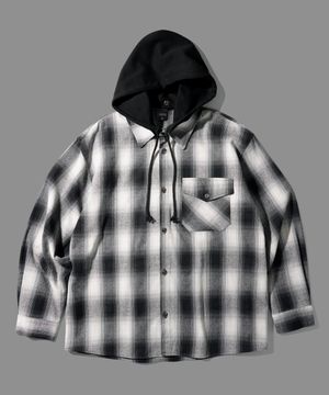 스크린 후드 체크셔츠 블랙 KMLS6865