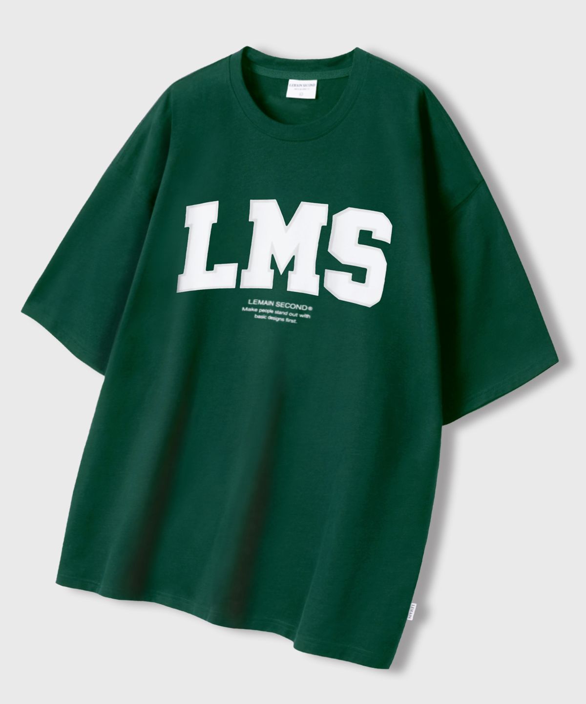 리메인세컨드(LEMAIN SECOND) 시그니처 LMS 로고 오버핏 반팔 티 [그린]