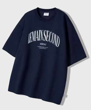 헤리티지 아치 로고 오버핏 반팔 티 [네이비]