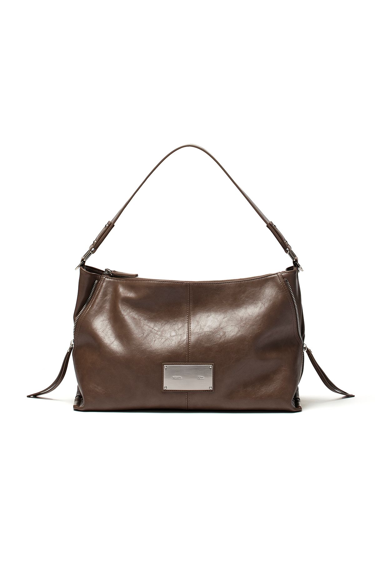 Matin Kim☆SIDE ZIPPER SHOULDER BAG MUSINSA | MATIN KIM SIDE ZIPPER SHOULDER BAG IN DARK BROWN