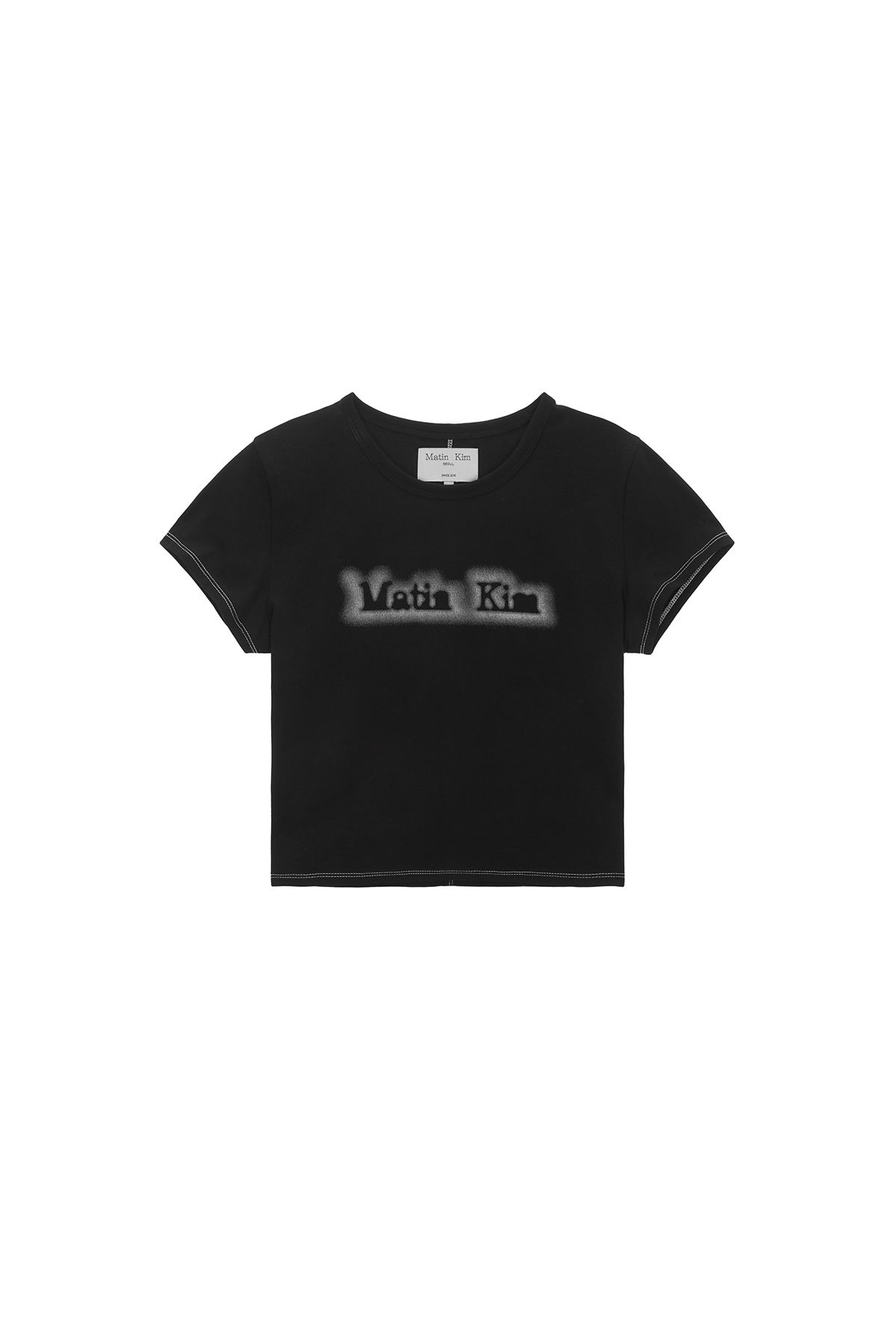 ★Matin Kim★MATIN SHADE LOGO CROP TOP★大人気★ Matin Kim Matin Shade Logo Crop Top In White | Basic Tees