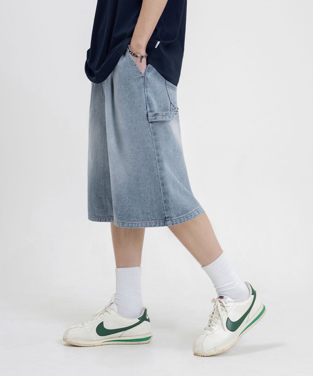 【U LAN】Dyeing Washed Banding Bermuda Denim Pants U LAN】Dyeing Washed Banding Bermuda Denim Pants 13oz Denim