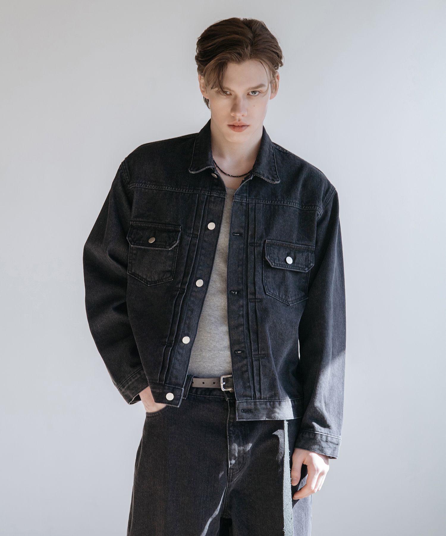 DECOROSO Denim Trucker Jacketコーティングジャケット MUSINSA公式 | DECOROSO ノックスデニムトラッカージャケット