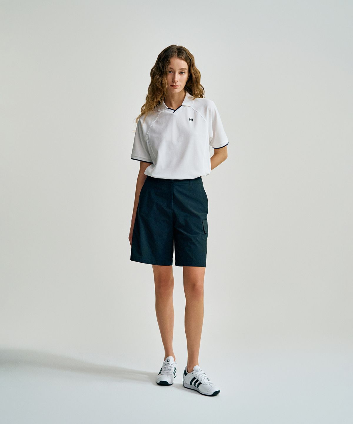 세르지오 타키니(SERGIO TACCHINI) W 코튼라이크 우븐 버뮤다 팬츠 (Black)