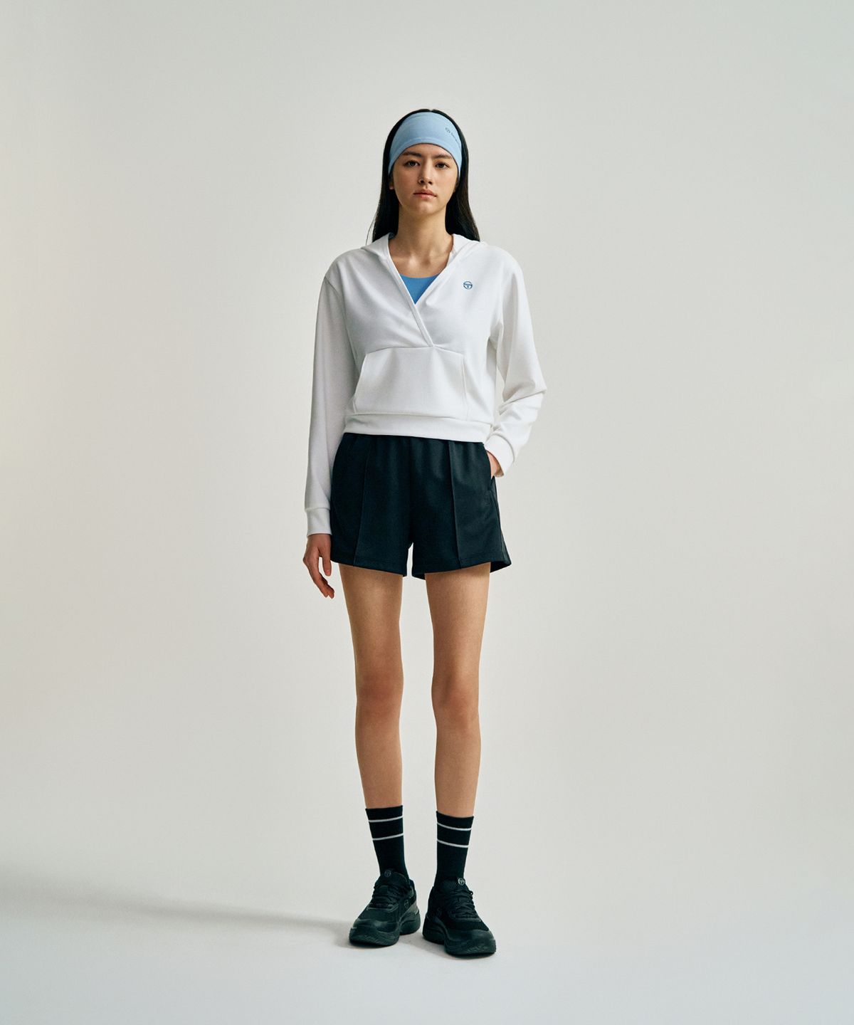세르지오 타키니(SERGIO TACCHINI) W 타키니 모던 트랙 릴렉스핏 반바지 (Black)