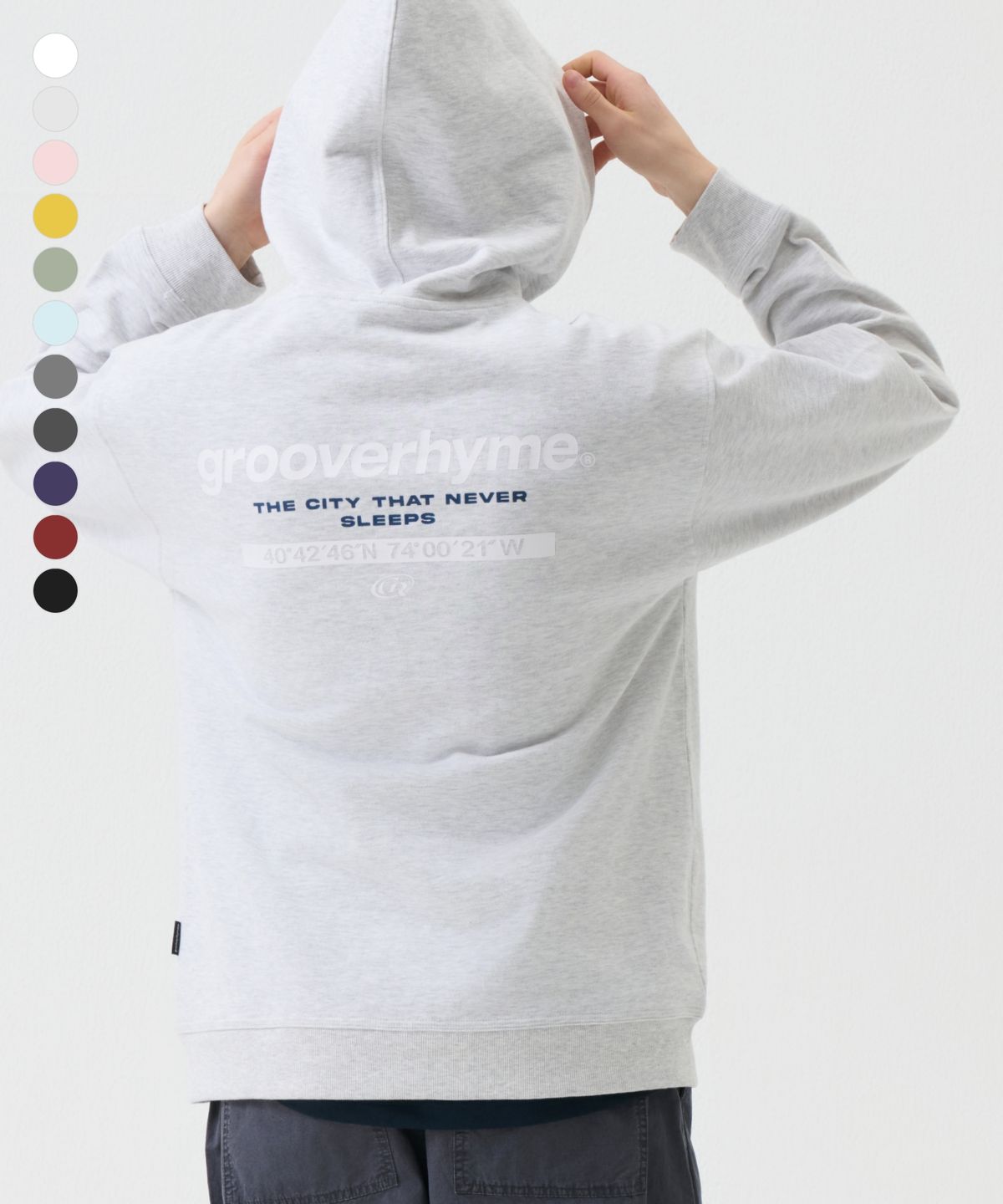 그루브라임(GROOVE RHYME) 남) C100 3단쭈리 NEW 로케이션 후드티 (세미오버핏)(25년)(11COLOR) [LRARCTH121P]