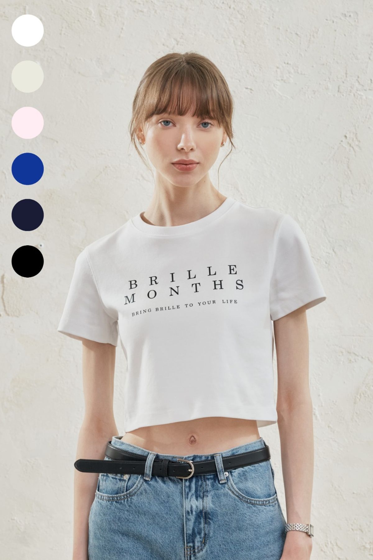 브릴먼스(BRILLEMONTHS) 클래식 로고 실켓 크롭 티셔츠 [6 Color]