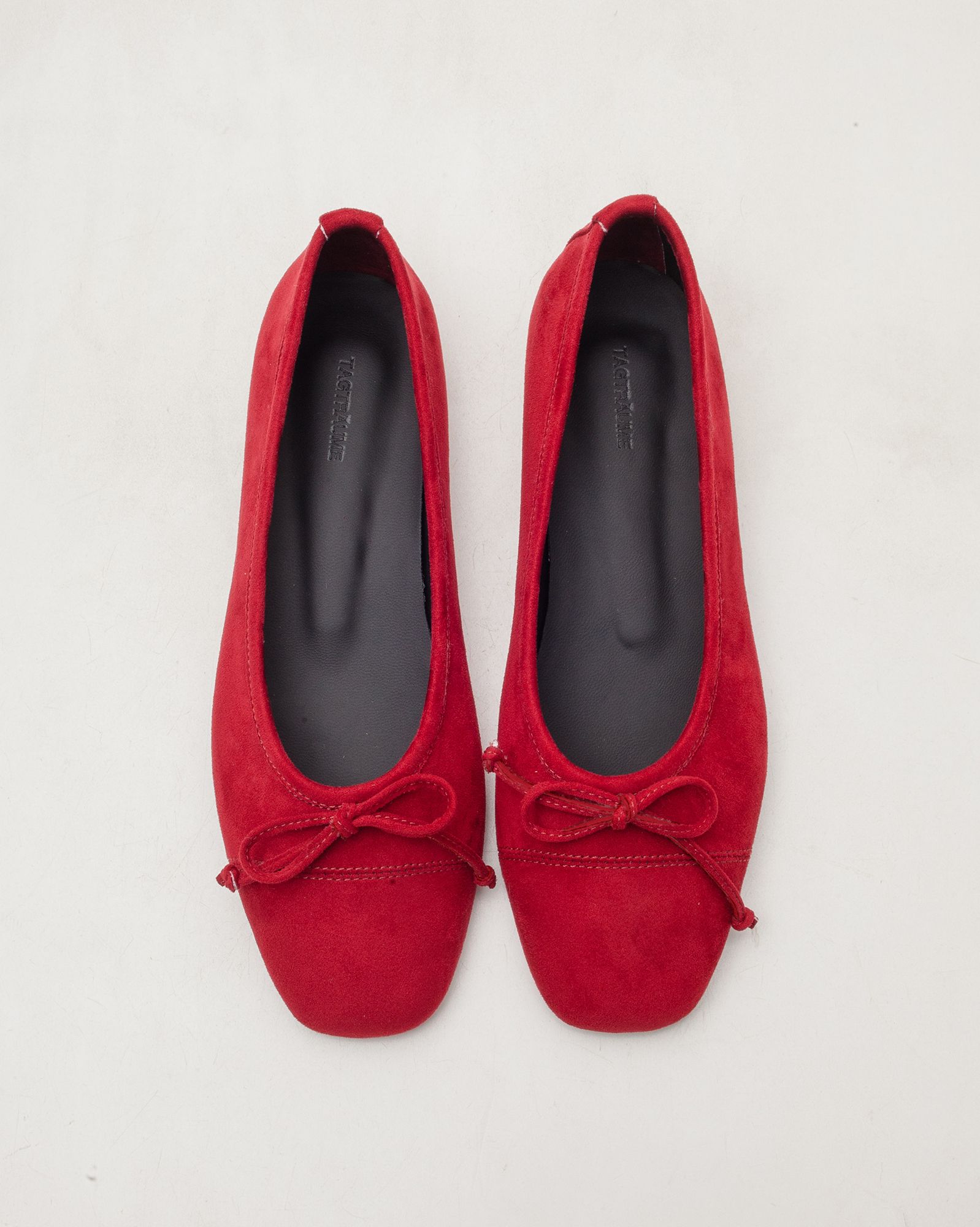 MUSINSA | TAGTRAUME Baily Bailey Ribbon Two-Tone Flats - Wine Suede