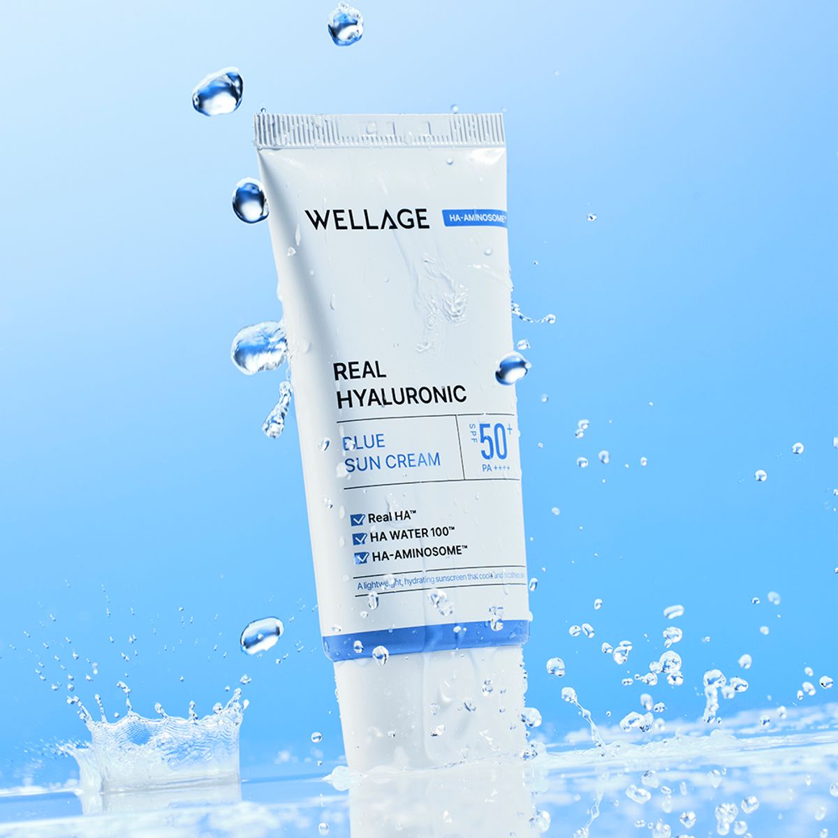 웰라쥬(WELLAGE) 리얼 히알루로닉 블루 선크림 50ml SPF50+/PA++++
