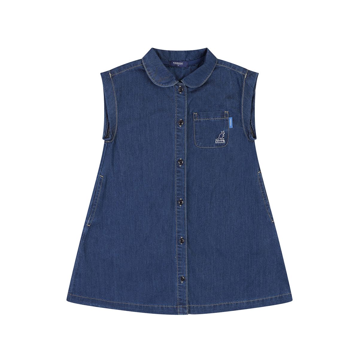 캉골키즈(KANGOL KIDS) 쿨 데님 셔츠 원피스 RB 2110 네이비