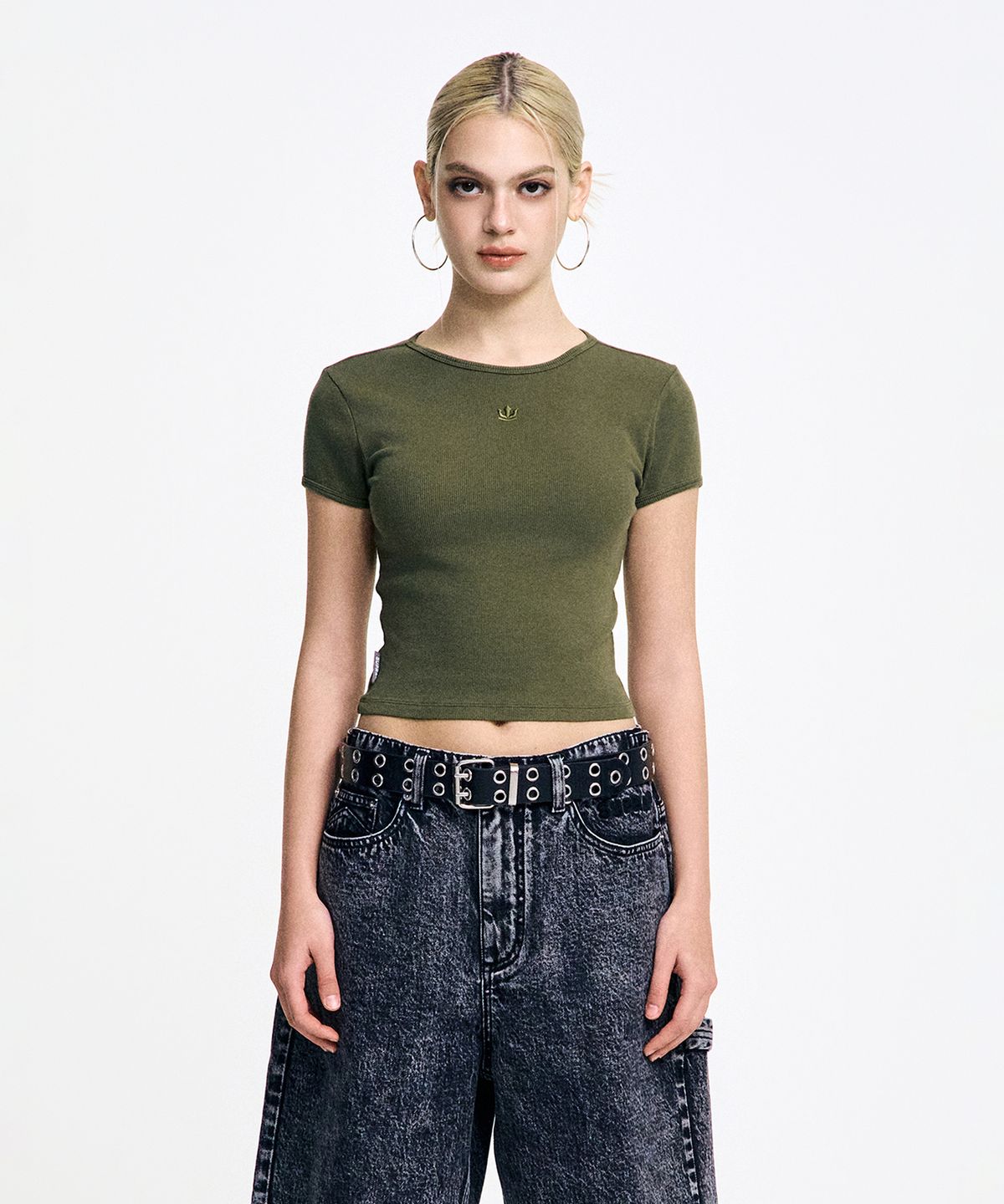 수프라(SUPRA) 여성 워싱 골지 티셔츠(KHAKI)