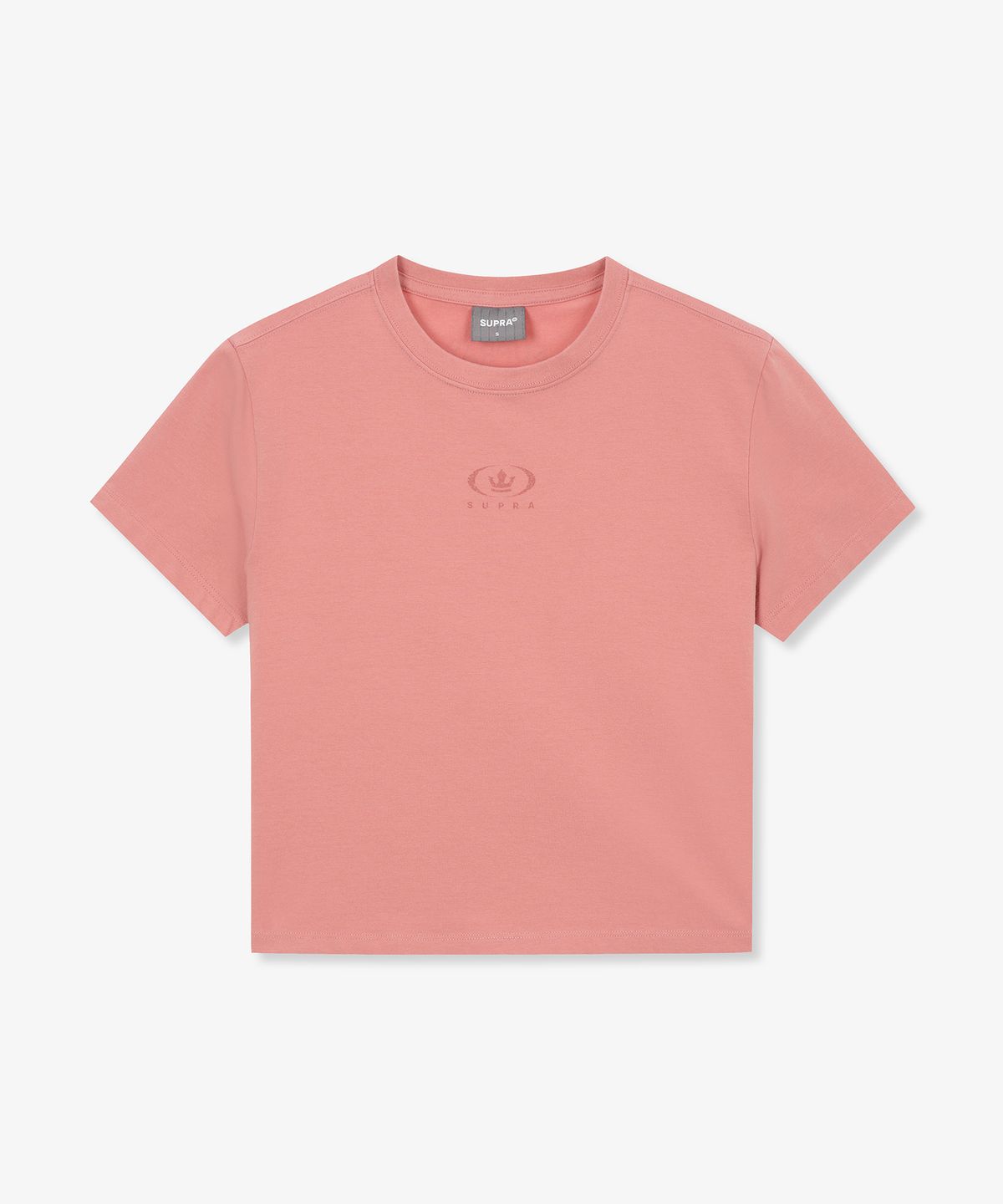 수프라(SUPRA) 여성 서클 크라운 워싱 크롭 티셔츠(PINK)