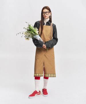 바게트체크 에이프런 원피스