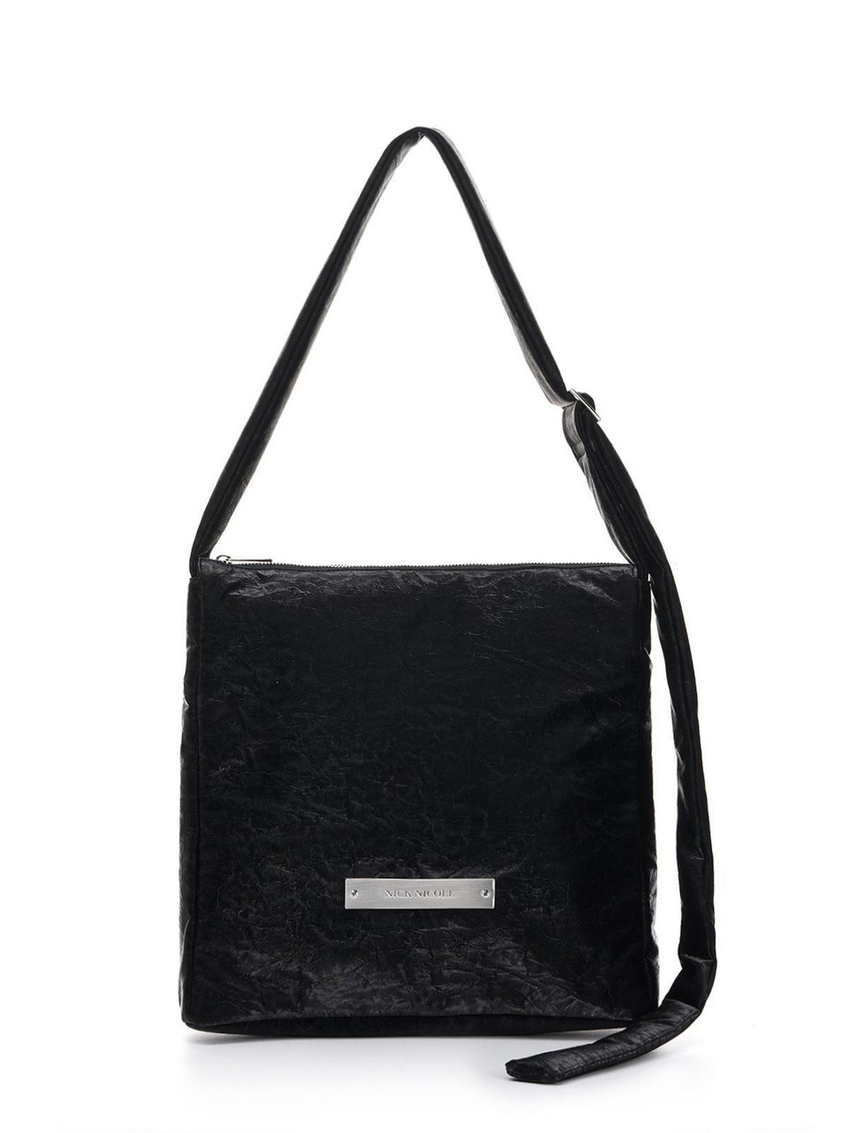 닉앤니콜(NICK&NICOLE) CRYSTAL CRACK LEATHER BIG SQUARE BAG_BLACK