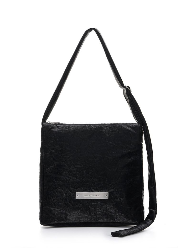 CRYSTAL CRACK LEATHER BIG SQUARE BAG_BLACK