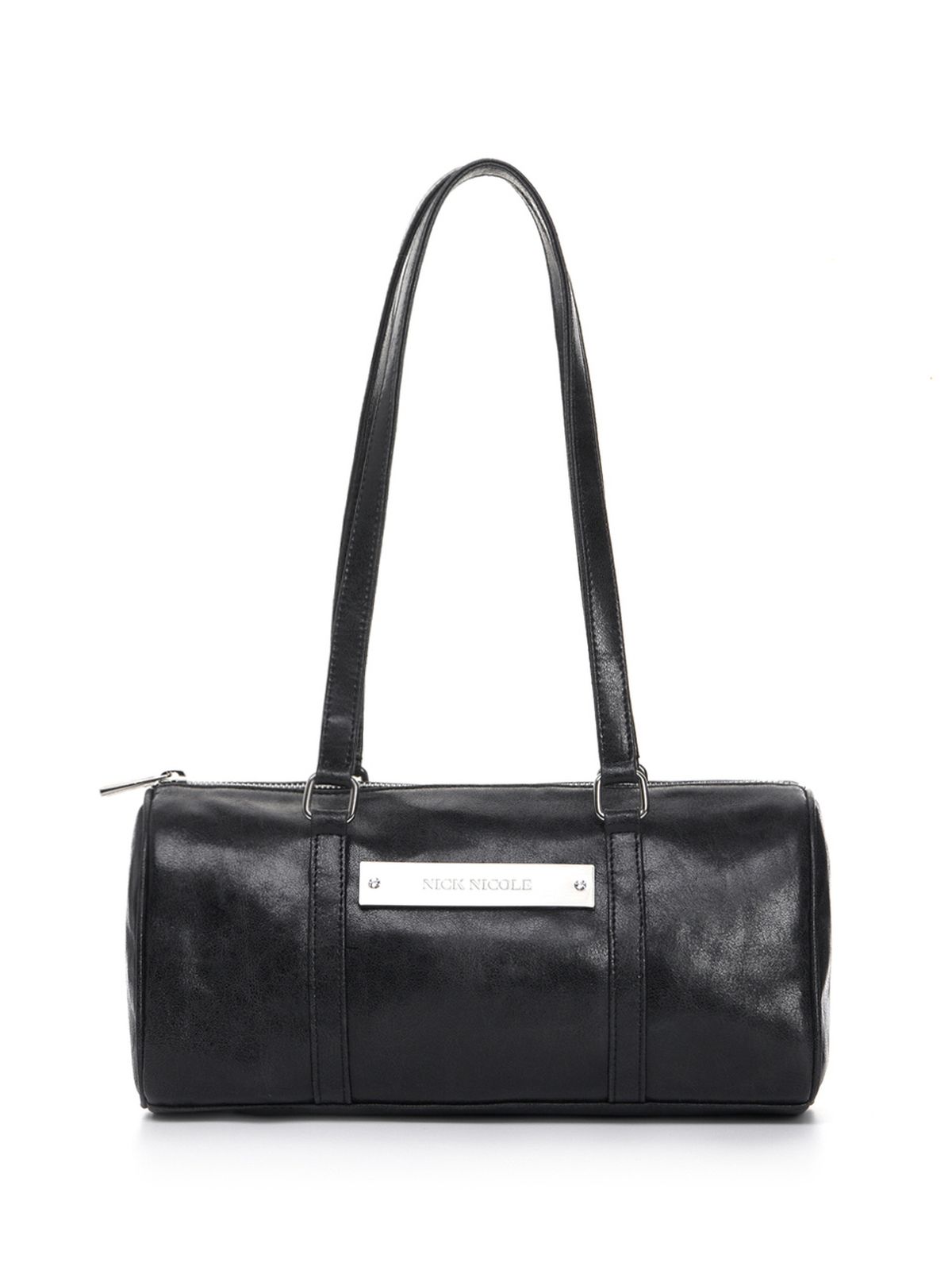 닉앤니콜(NICK&NICOLE) VINTAGE LEATHER CRYSTAL BOSTON BAG_CHARCOAL