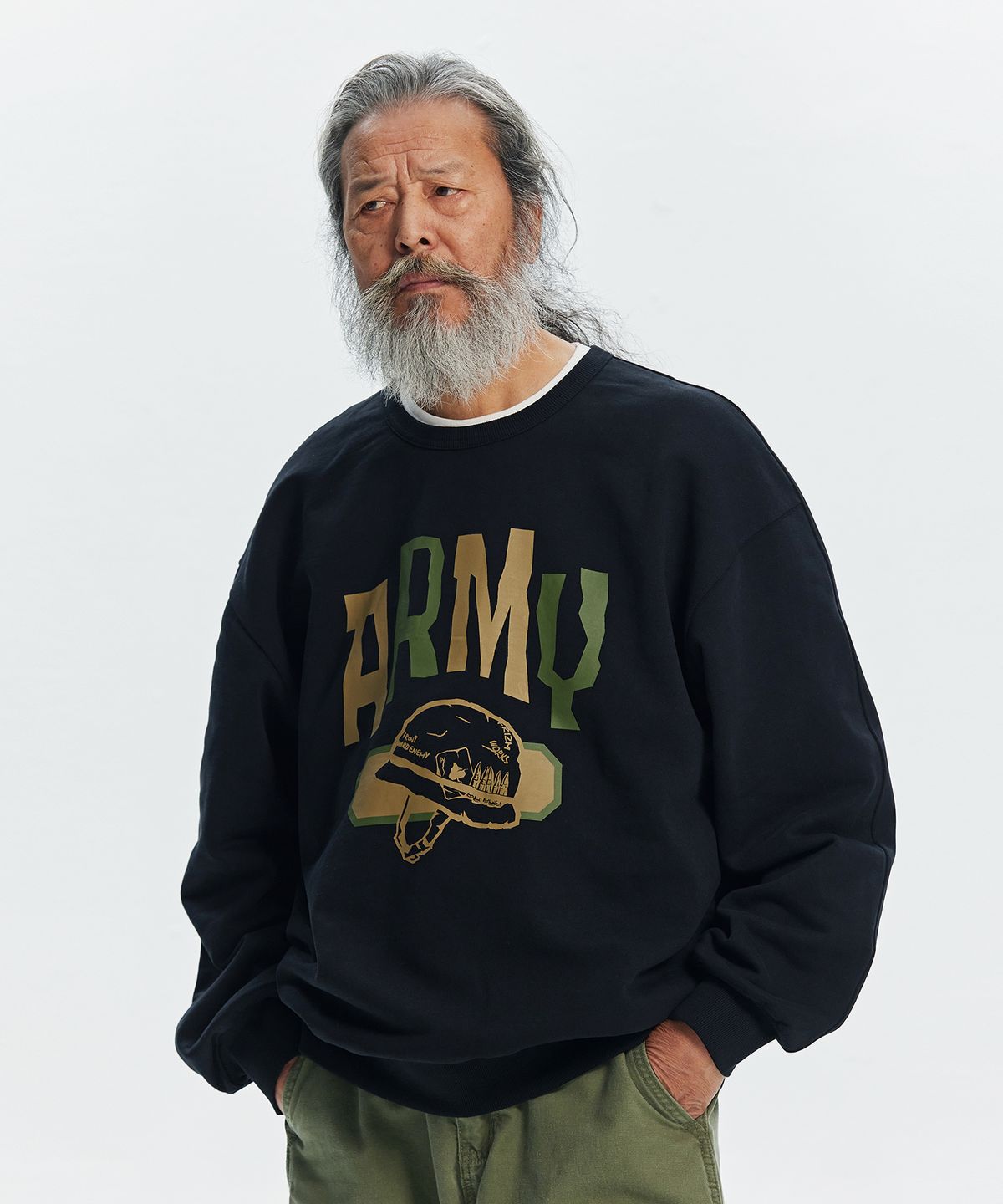 프리즘웍스(FRIZMWORKS) ARMY HELMET SWEATSHIRT _ BLACK