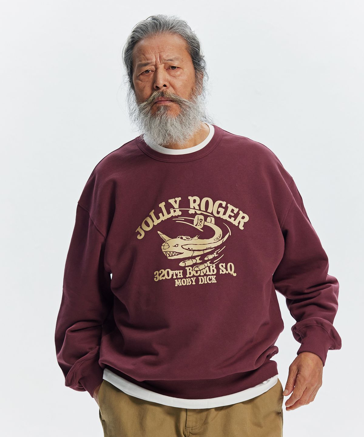 프리즘웍스(FRIZMWORKS) JOLLY ROGER MOBYDICK SWEATSHIRT _ BURGUNDY