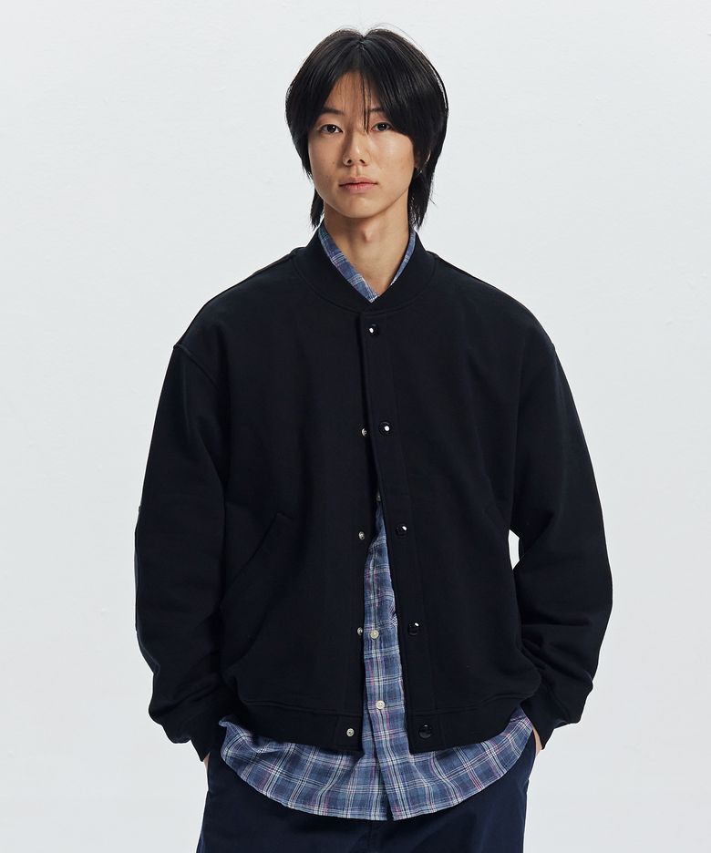 SWEAT VARSITY JACKET _ BLACK