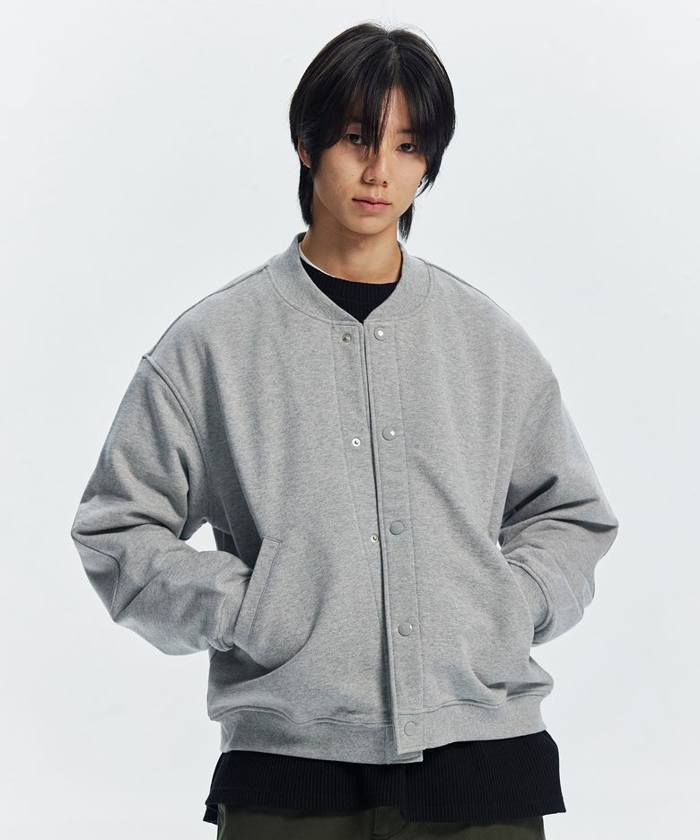 SWEAT VARSITY JACKET _ GRAY