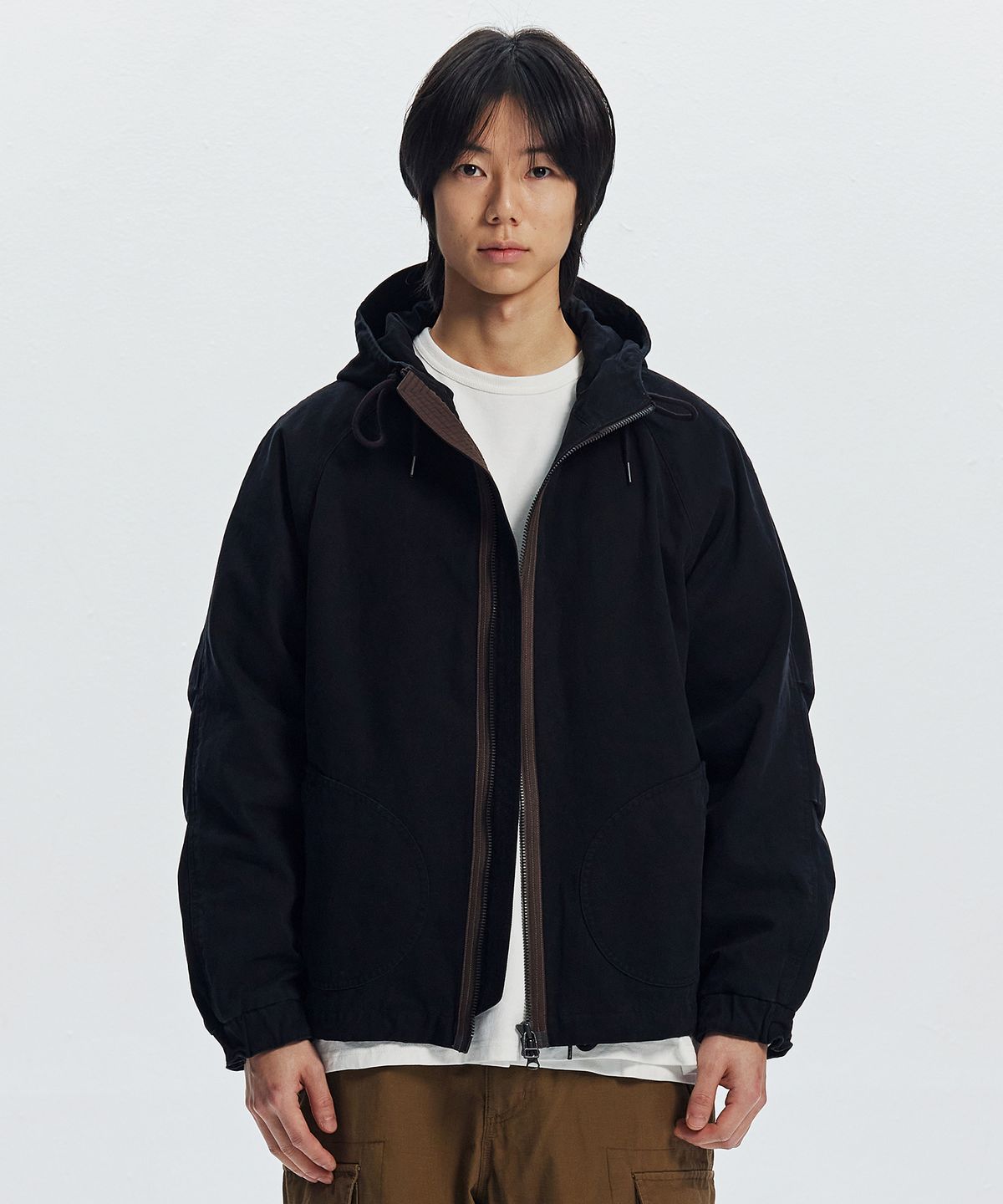 프리즘웍스(FRIZMWORKS) JUNGLE CLOTH DECK HOODED PARKA _ BLACK