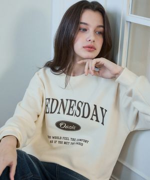 [WOMAN VER]시그니처 세미 크롭 맨투맨_Cream(W25-TP15)