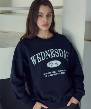 [WOMAN VER]시그니처 세미 크롭 맨투맨_Navy(W25-TP15)