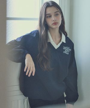 W/시그니처 나일론 카라 스웨트셔츠_Navy(W25-TP13)