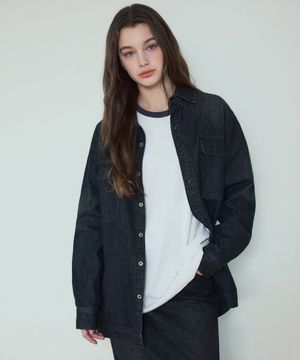 W/워시드 비조 데님 셔츠_Black(WC25-SH01)